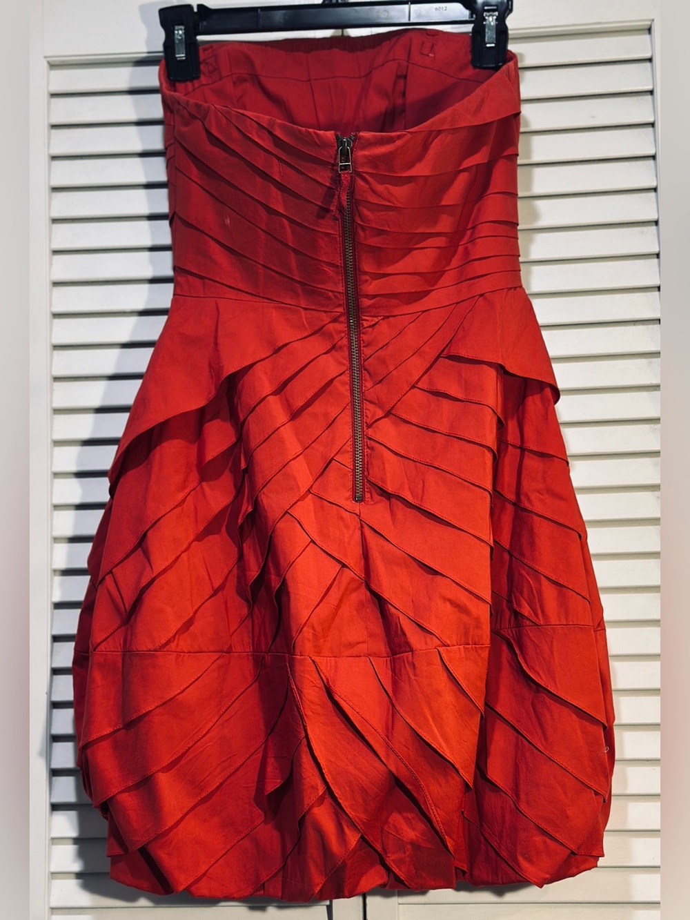 Romantic Party Wedding Guest Rose Red Bubble Hem Strapless Rose Coquette Dress - Picture 4 of 12